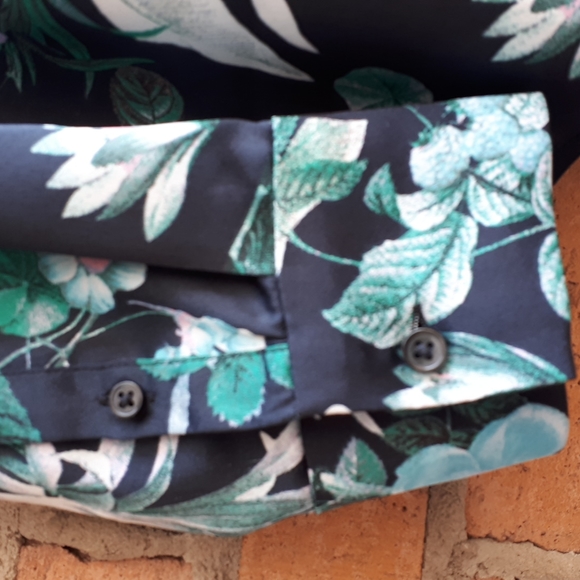 Banana Republic Dillon Stretch Satin Botanical Print Blouse - Picture 4 of 12